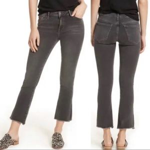 FREE PEOPLE Grey Straight Leg Raw Hem Crop Jean 24